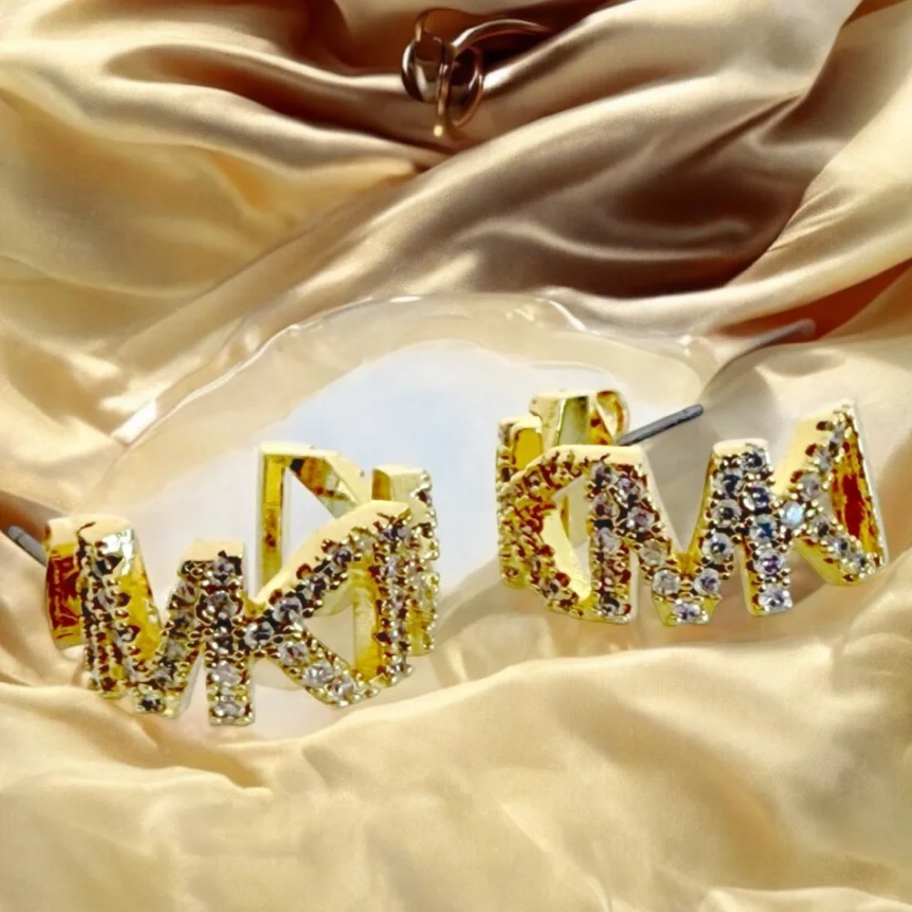 Michael Kors 14K Gold-Plated Brass Logo Huggie earrings. - Picture 6 of 6